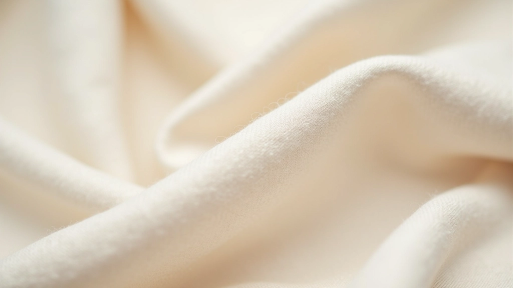Close-up of natural linen fabric texture with visible weave pattern and soft neutral color palette