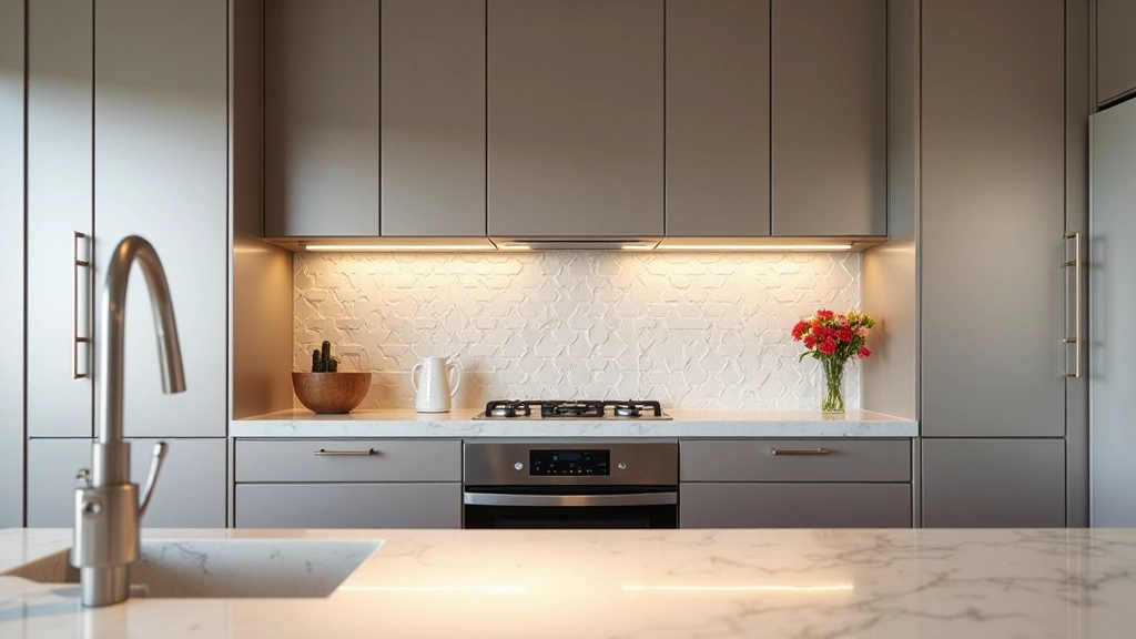 Modern kitchen with hard surfaces and transitions